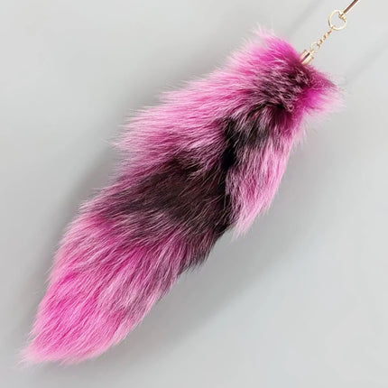 natural fox fur tail keychain furry 2024 chic y2k  beautiful accessory length 40 cm Car Keychains For Women