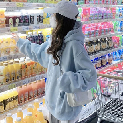 Y2K Oversized Candy Color Coat Personality Solid Color Women's Hoodie Fashion Punk Harajuku Couple Up Hoodie Tops Clothes