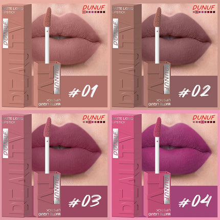 8Pcs/Set Nude Brown Matte Liquid Lipstick Velvet Sexy Dark Red Lip Glaze Non-stick Cup Not Easy To Fade Lip Gloss Lipstick Makeu