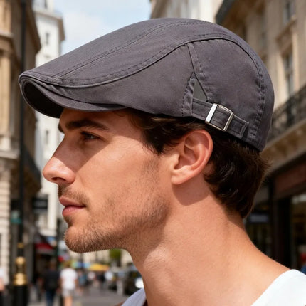 Classic British Newsboy Cap Soft Top Summer Hat for Men Trendy Casual Beret Flat Ivy Cap Soft Solid Color Driving Cabbie Hat