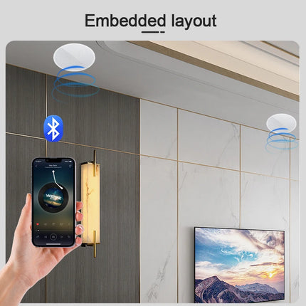 MINI Bluetooths Ceiling Speakers Stereo Sound Indoor Home Audio Background Music System For Bathroom Kitchen Living Room Bedroom