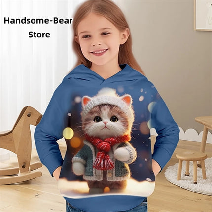 Children's Hoodies Cat 3D Print Clothing Spring Tops Baby Boy Clothes Hooded Sweaters Casual Girl Clothing Fashion Sweatshirts
