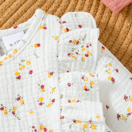 2024 Baby Girls Long Sleeve Autumn Floral Casual Cute Jumpsuit With Bow For Newborn-18M Clothing Daily Wear +Headband
