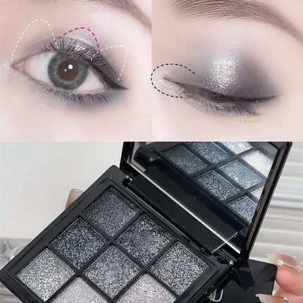Punk Smoked Black Gray 9 Color Eyeshadow Makeup Palette Dark Color Pressed Glitter for Eyes Shadow Pigment Powder Cosmetics