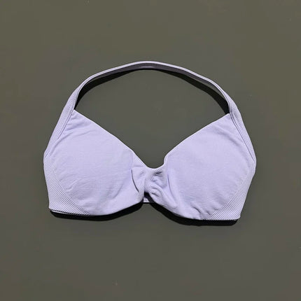 HISTELLO Sports Bra Push Up Strappy Sexy Open Back Gym Crop Top Removable Cups Women Workout Clothing Gym Top Halter Sport Bra
