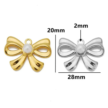 5pcs Stainless Steel Bow Knot Charms Waterproof Pvd Plated Gold Bow Pendants for DIY Earrings Bracelets Necklace Jewelry Making
