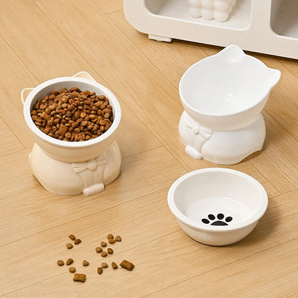 Ceramic Cat Bowl Slanted Mouth Dog Food Feeding Basin Non-slip Pet High Foot Protection Cervical Spine Pet Drink Water Bowl
