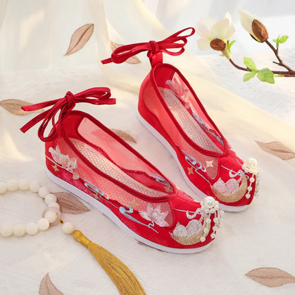 Chasing Moon Hot Sale Of The Season New Style Ming Dynasty Hanfu Shoes National Style Upturned Head Cotton Shoes Ancient Wedding