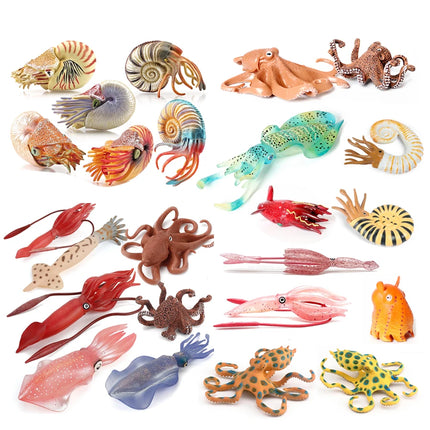 Simulation Marine Mollusc Plastic Model Figures Nautilus Ammonite Squid Octopus Figurine Sealife Animal Educational Toy For Kids