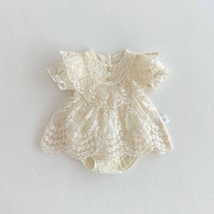6075 Baby Clothes Romper Skirt 2025 Summer Baby Princess Dress Lace Short Sleeve Toddler Climbing Clothes