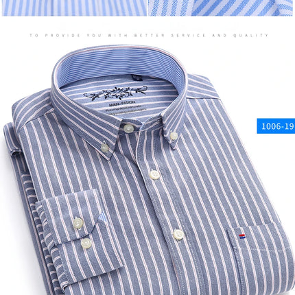 Classic fit cotton Full Casual shirts for men solid color long-sleeve plain shirt single pocket top soft slim fit formal clothes