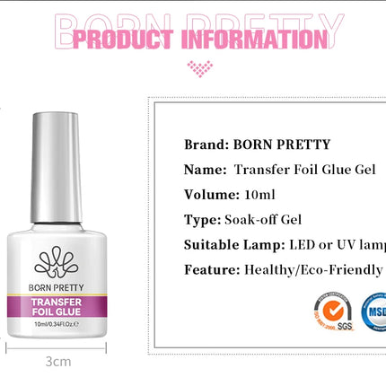 BORN PRETTY 10ml Transfer Foil Nail Gel Polish Semi-Permanant Varnish For Adhesive Sticker Soak Off UV LED Gel Nail Art Manicure