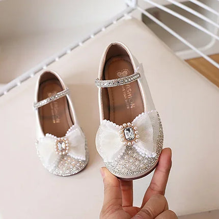 Girls' Princess Shoes, Sweet Bow Sequins, Fashionable Single Shoes, Children's Soft Soled Anti Slip Temperament Dress Shoes
