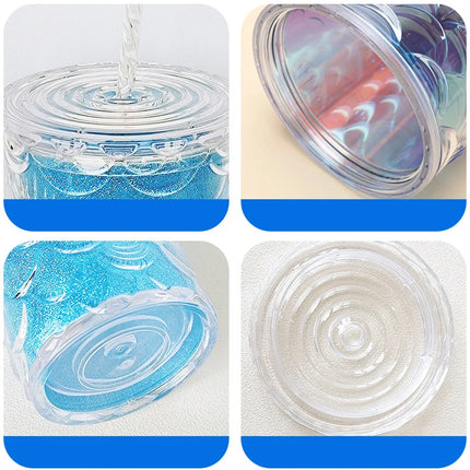 LUSQI 710ml Water Bottles With Straw Large Capacity Reusable - Creative Fish Scale Devise Plastic Drinking Cup