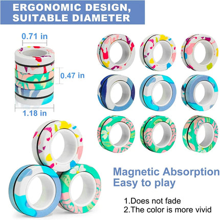 Magnetic Rings Fidget Toy Pack Classroom Goody Bag Stuffers Gifts for Teen Boys School for Kids Party Favors Cool Gadget Toy Set