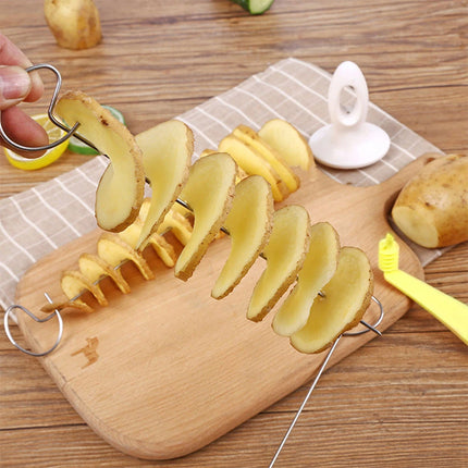 Spiral Potato Cutter with 4 Stainless Steel Sticks Spiralizer Chips Maker Reusable Potato Twister Kitchen Accessories