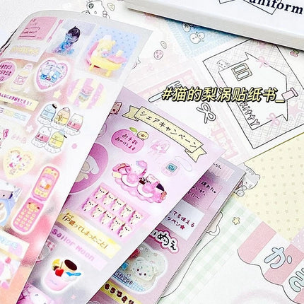 Ins Cute Pink Japanese Cut Film Sticker Book Girl Journal Phone Case DIY Scrapbook Sticker Kawaii Decoration Stickers