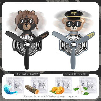 Rotating pilot bear ornaments outlet car air freshener vent clip perfume airplane fragrance diffuser decorations accessories men