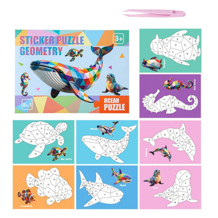 Paper 3D Geometric Sticker Books Educational Toys Montessori DIY Paste Material Kit Cartoon Handmade Animals Sticker Book