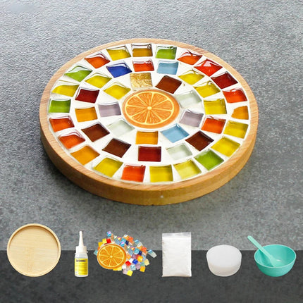 Handmade DIY Mosaic Cup Mat Bottom Bamboo Pad Early Education Free Creation Handicraft Toys