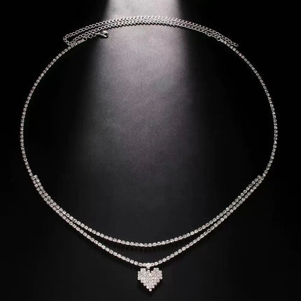 Luxury Rhinestone Double Chain Water Drop Waist Chains Body Jewelry for Women Crystal Body Belly Chain Body Decoration Accessory