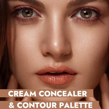 Contour & Concealer Palette,Concealer Cream,Moisturizing,Brightening Dark Circles,Multi-Color Contour Foundation Cream Makeup
