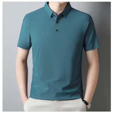 Summer New Men's Short Sleeve Ice Silk POLO Shirt Fashion Simple Men's Business Casual Pullover Large Size 5XL