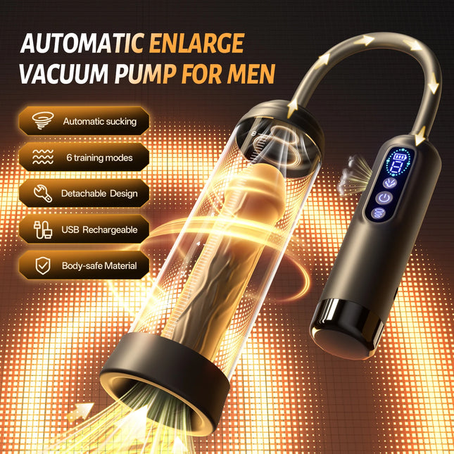 Automatic Penis Pump Trainer Male Suction Exercise Machine 6 Suck Masturbator LCD Sucking Vacuum Penis Enlarger Sex Toy for Men