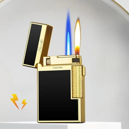 New Creative Plasma Arc Lighter Luxury Double Flame Butane Lighter Jet Flame Windproof Cigarette Ignitor Smoking Accessories