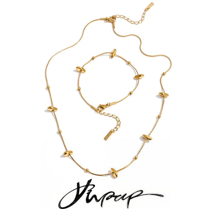 Yhpup Gift New Style Stainless Steel Exquisite Chain Necklace Bracelet Bangle Set Gold & Platinum Plated Stylish Unique Jewelry