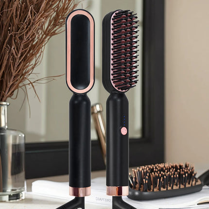 Dual-Purpose Hair Straightening and Curling Comb Brush Negative Ion Splint Straightening for Home Use