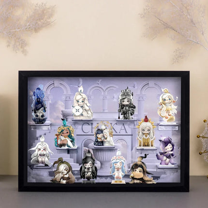 CHAKA Candle Whisper Series Blind Box Display Box Wooden Acrylic LED Showcase Figures 48×8.8×34 cm 13 Preset Slots Hidden Spot