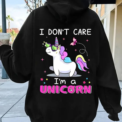 Creative Unicorn Graphic Kangaroo Pocket Hoodie Casual Long Sleeved Hooded Sweatshirt Fashionable Women's Versatile Sweatshirt