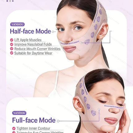 Double Layer Upgraded Chin Up Mask V-Line Face Lift Tighten Mask Face Lifting Belt Anti Wrinkle Facial Massage Strap Skin Care ﻿