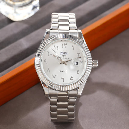 Fashion Sports Watches Men Business Stainless Steel Watchband Calendar Week Display Reloj Masculino Leisure Clock WristWatch