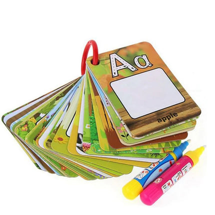 Montessori Toy Alphabet Water Coloring Cards Water Drawing Card with Magic Pen Aqua Painting Doddle Flashcards Educational Toys