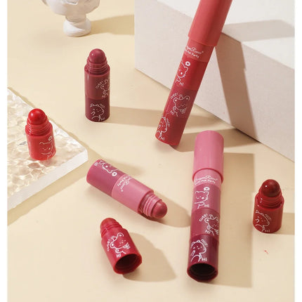 4 in 1 Cute Matte Lipstick Crayon Kit Combo Purple Lip Tint Velvet Sexy Moisturizing Lipstick Pen Waterproof Lasting Lip Makeup