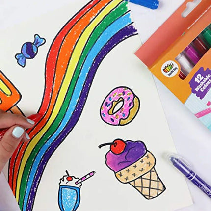 Washable Crayons 12 Colors, and Toddler Crayons, Watercolor, Non Toxic, 3 in 1, for Ages 4-8