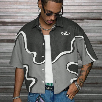 New men's short-sleeved shirt for summer 2025 breathable casual and fashionable 3D printed streetwear