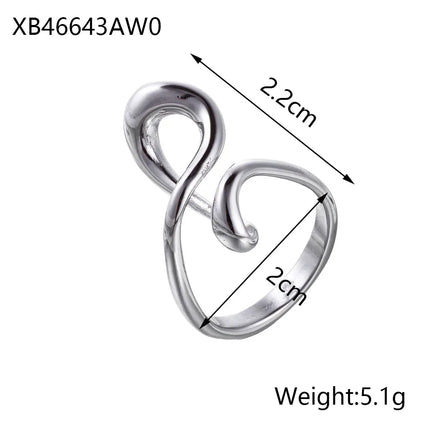 CARLIDANA Stainless Steel Silver Color Open Irregular Circle Finger Rings Titanium Steel Personalized Geometric Open Ring Women