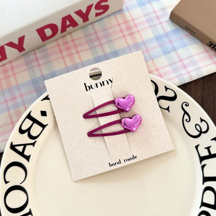 New Versatile Baby Hair Clips Simple Shiny Sweet Cool Heart-shaped BB Clip Girls Headwear Side Bending Hairpins Hair Accessories