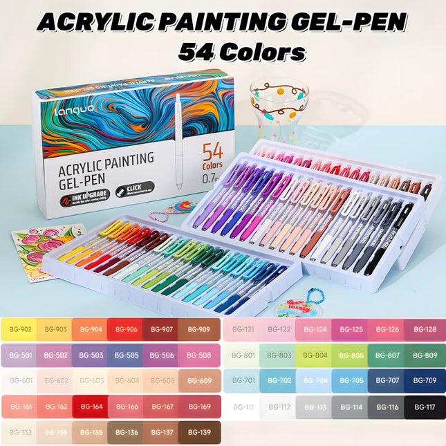 Clip Acrylic Painting Gel Pen,Retractable 0.7mm Tip,Large Capacity Ink Pens,For Diary,Card,DIY,Coloring,Doodling,Stackable Color