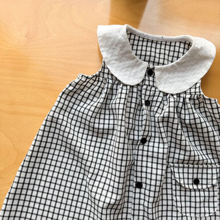 RAISE 2026 Summer Children Outfit Muslin Peter Pan Collar Kids Girls Sleeveless Dress Thin Plaid Tank Top Vest+loose Shorts Suit