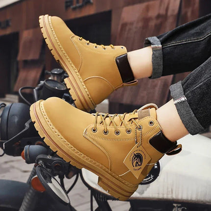 Men's Leather Ankle Boots - Classic Motorcycle Boots / Bottes en Cuir pour Hommes - Bottes Classiques de Moto
