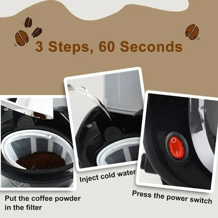 220V 450W Household Electric Steam Drip Coffee Maker Automatic Dual Cup Coffee Machine Dual-use American Coffee Tea Machine