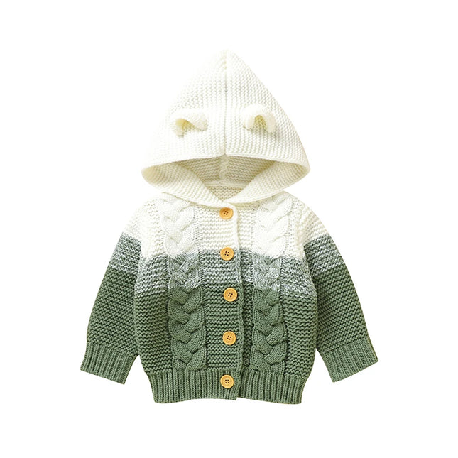 Spring Baby Sweaters Costumes 1-3Y Casual Hooded Long Sleeves Knitted Newborn Boys Girls Button Up Jackets Cardigans Infant Tops