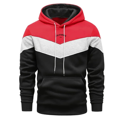 2026 Men's Tracksuit Casual Tri Color Splice Sweatshirt Outdoor Sports Jogging Man Clothing Autumn Winter Single Hoodies Pants