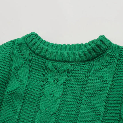 Mudkingdom Girls Boys Sweater Crewneck Cable Knit Pullover for Kids Winter Clothes Fall Long Sleeve Children Sweaters Solid