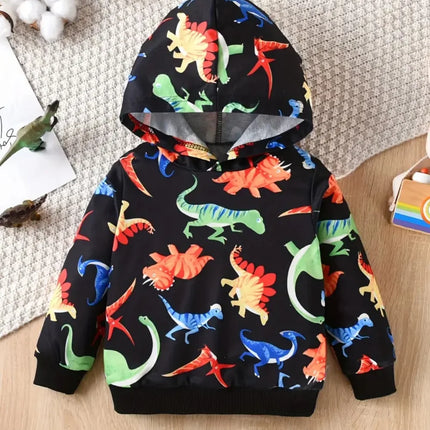 Boys' Hoodies Dinosaur 3D Print Autumn Long Sleeve Tops Pullover Baby Boy Clothes Sweatshirt Outdoor Casual Children's Clothing