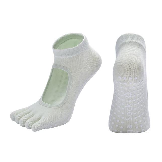 Women Five Toes Backless Yoga Socks Cotton Anti-Slip Indoor Fitness   Pilates Socks Ladies Ballet Dance Sports Socks Slipper